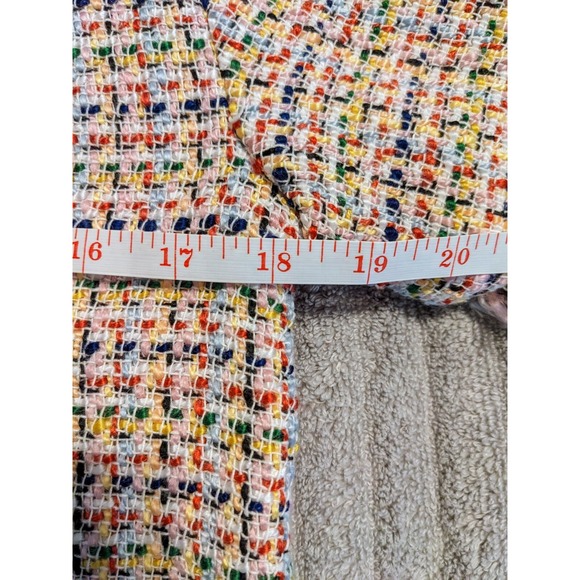 Zara Woman Woven Top Sz XS Pink Multicolor Contrast Trim Fringe Tweed - Picture 7 of 8